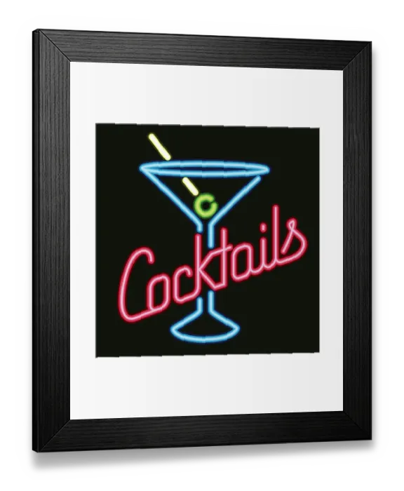 Framed Print : Neon Sign Cocktail Lounge Icon Framed Print : Neon Sign Cocktail Lounge Icon