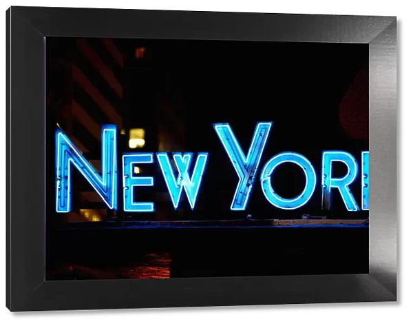 Neon sign glowing at night, Times Square, Manhattan, New York City, New York State, USA