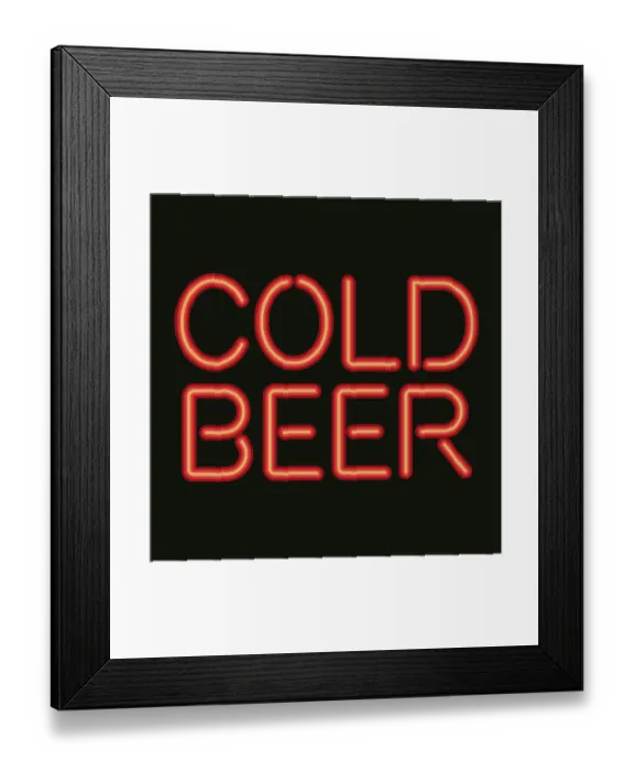 Framed Print : Neon Sign Cold Beer Icon Framed Print : Neon Sign Cold Beer Icon