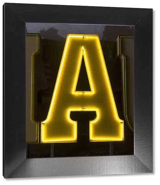 Vertical, Alphabet, Capital Letter, Close-Up, Color Image, Electricity, Glowing, Illuminated