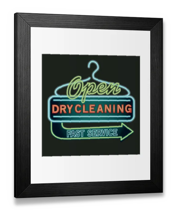Framed Print : Dry Cleaning neon sign Framed Print : Dry Cleaning neon sign