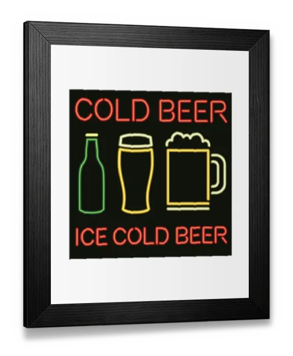 Framed Print : Neon Beer Signage Framed Print : Neon Beer Signage