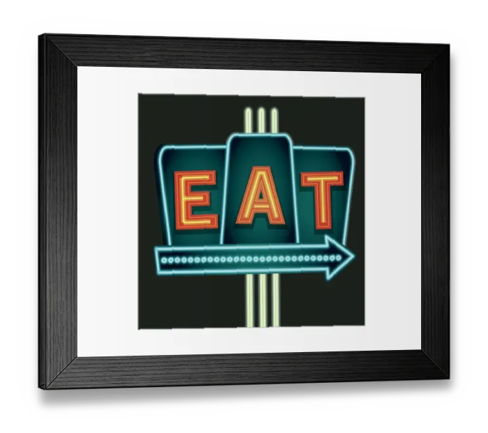 Framed Print : Late night retro Diner Eat neon sign Framed Print : Late night retro Diner Eat neon sign