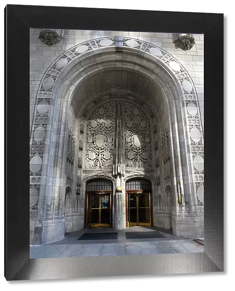 Entrance of Tribune Tower at Chicago, Illinois, USA