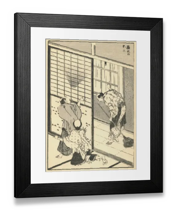 Framed Print : Vintage Japanese woodblock print of domestic scene Framed Print : Vintage Japanese woodblock print of domestic scene