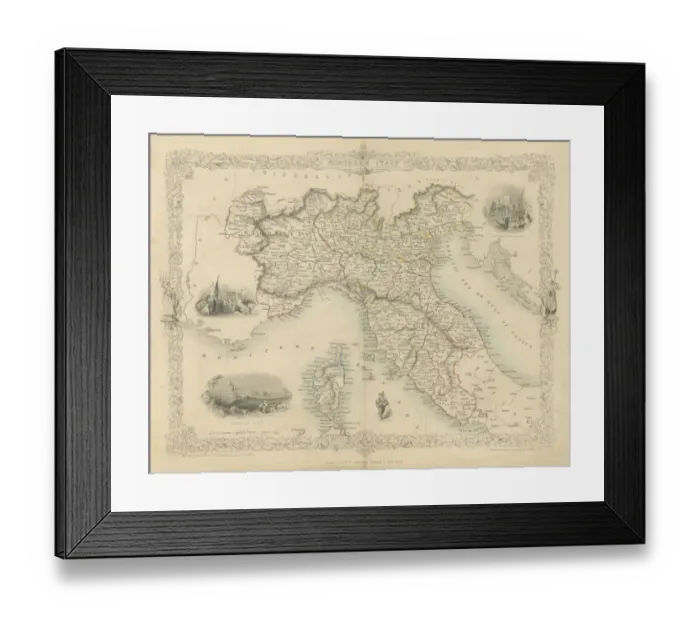 Framed Print : Northern Italy map Framed Print : Northern Italy map