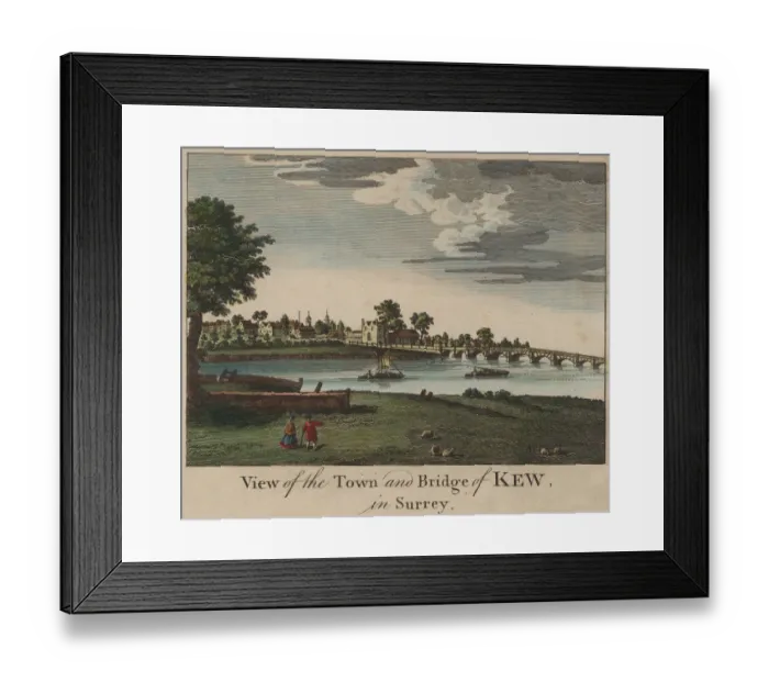 Framed Print : Antique Coloured Engraving of Kew in Surrey Framed Print : Antique Coloured Engraving of Kew in Surrey
