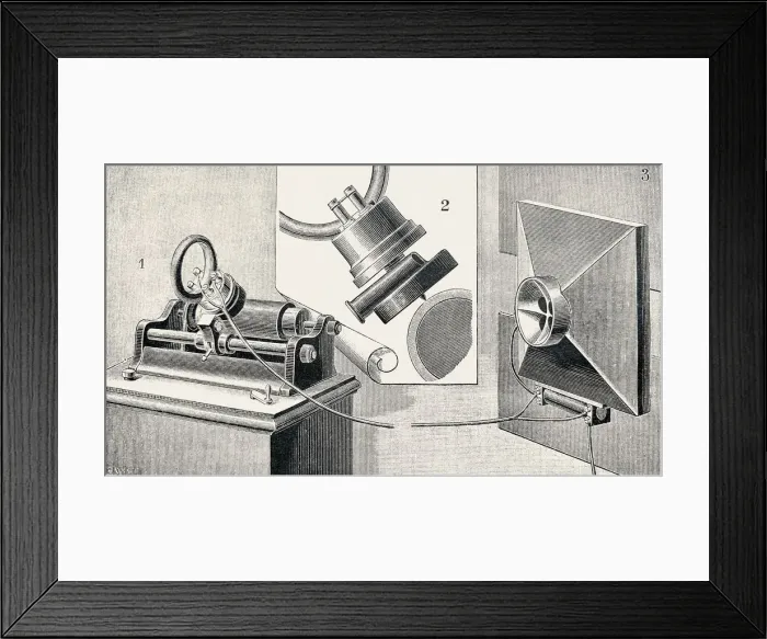 Framed Print : Germains loudspeaker phone in conjunction with a phonograph Framed Print : Germains loudspeaker phone in conjunction with a phonograph