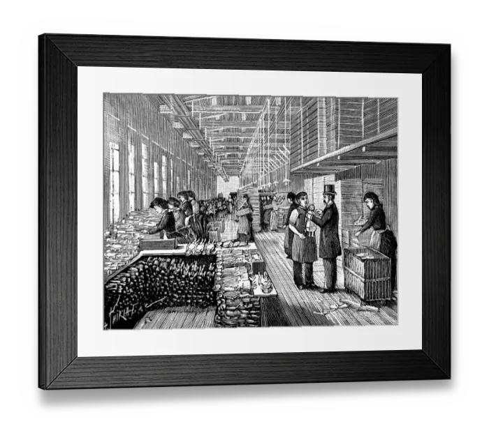 Framed Print : Antique illustration of Edison talking doll production Framed Print : Antique illustration of Edison talking doll production