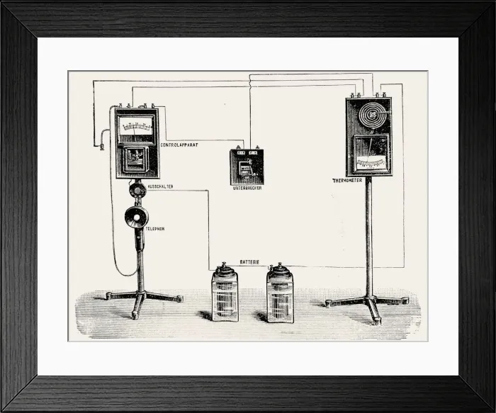 Framed Print : Schematic of a telephone station