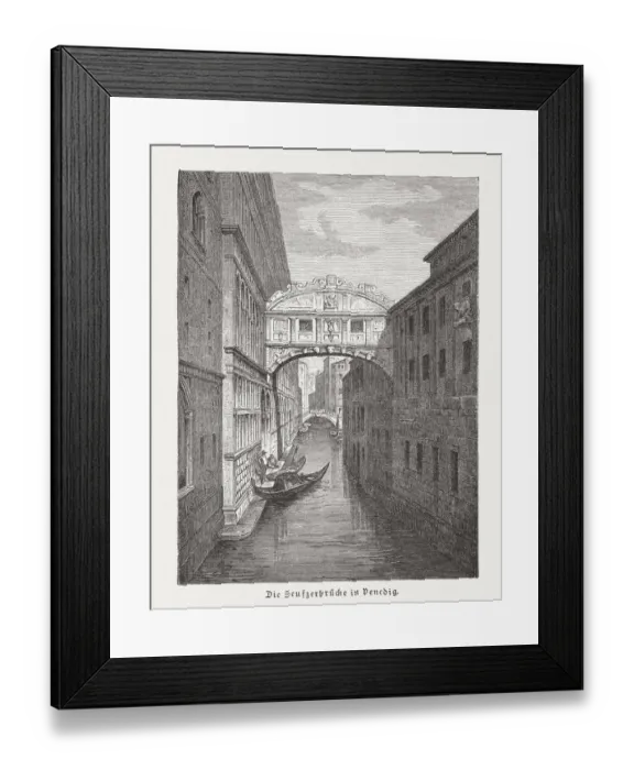 Framed Print : Bridge of Sighs (Ponte dei Sospiri), wood engraving, published 1883 Framed Print : Bridge of Sighs (Ponte dei Sospiri), wood engraving, published 1883