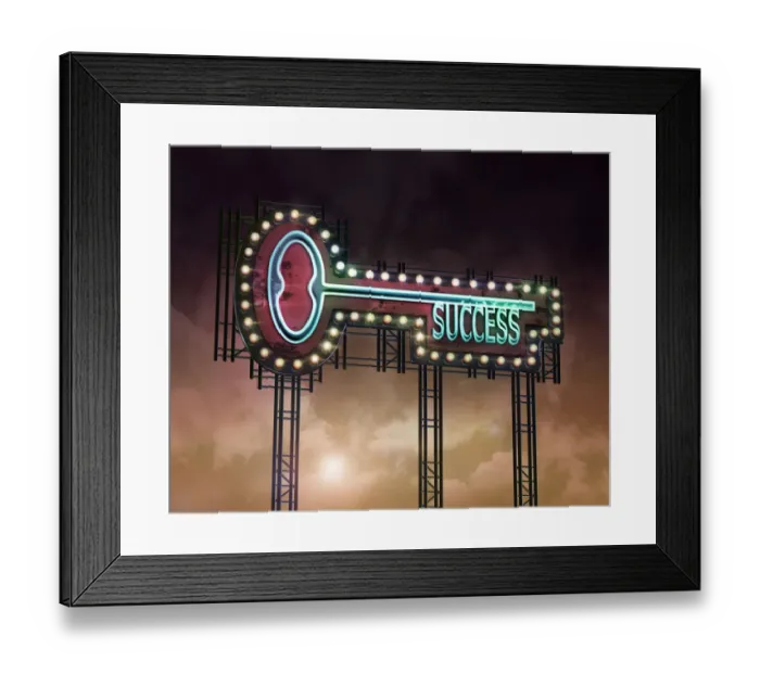 Framed Print : neon key Succcess Framed Print : neon key Succcess