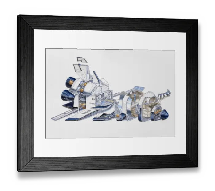 Framed Print : cross section, horizontal, illustrative technique, machine part, nasa, no people Framed Print : cross section, horizontal, illustrative technique, machine part, nasa, no people