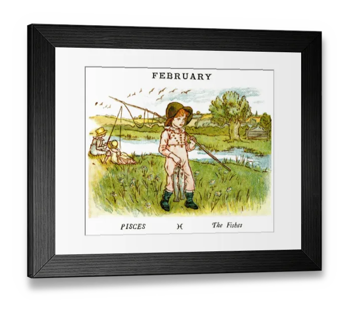 Framed Print : February - Kate Greenaway, 1884 Framed Print : February - Kate Greenaway, 1884