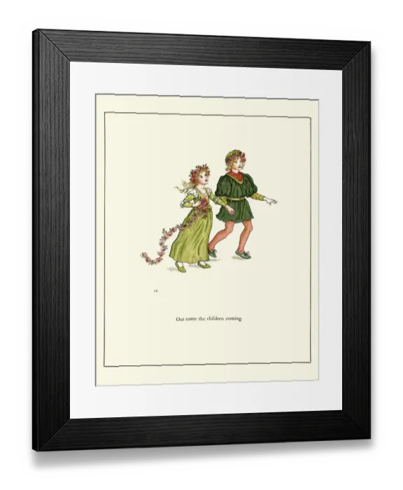 Framed Print : Children rushing to hear the music of the pied piper