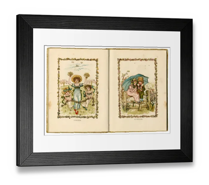 Framed Print : Spring and Summer - Kate Greenaway 1883 Framed Print : Spring and Summer - Kate Greenaway 1883