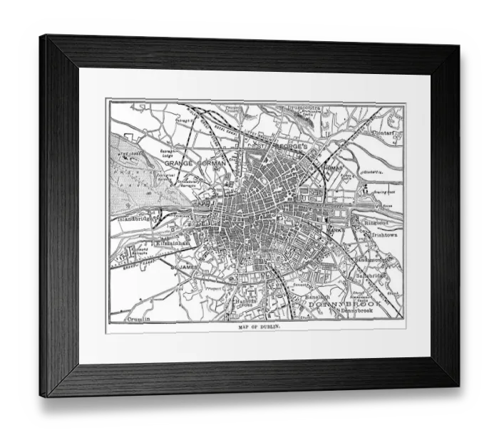 Framed Print : Mid-nineteenth century map of Dublin, Ireland Framed Print : Mid-nineteenth century map of Dublin, Ireland