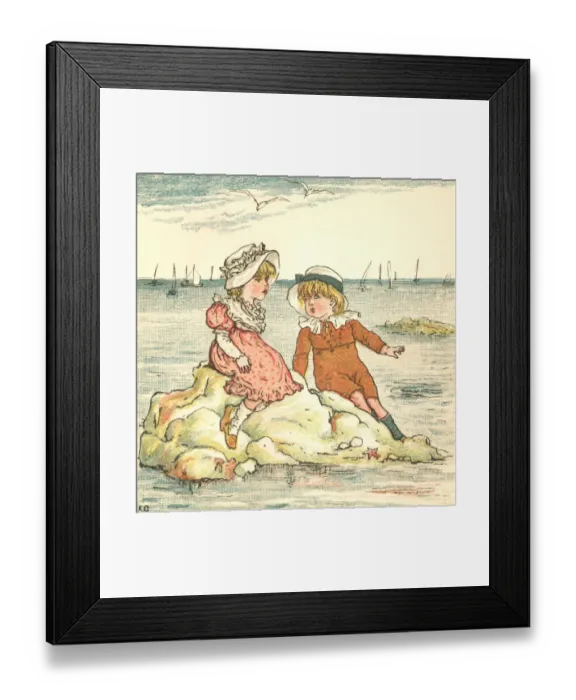 Framed Print : Regency style children on a summer holiday by the sea Framed Print : Regency style children on a summer holiday by the sea