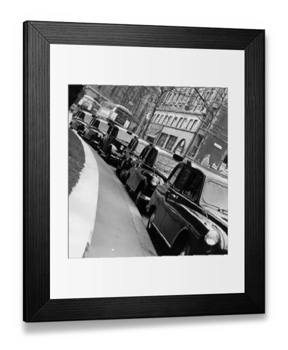 Framed Print : Taxi Rank. June 1966: A taxi cab rank outside the Law Courts in The Strand, London Framed Print : Taxi Rank. June 1966: A taxi cab rank outside the Law Courts in The Strand, London