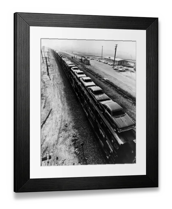 Framed Print : Car Train. 4th January 1971: A unit train over a mile long Framed Print : Car Train. 4th January 1971: A unit train over a mile long