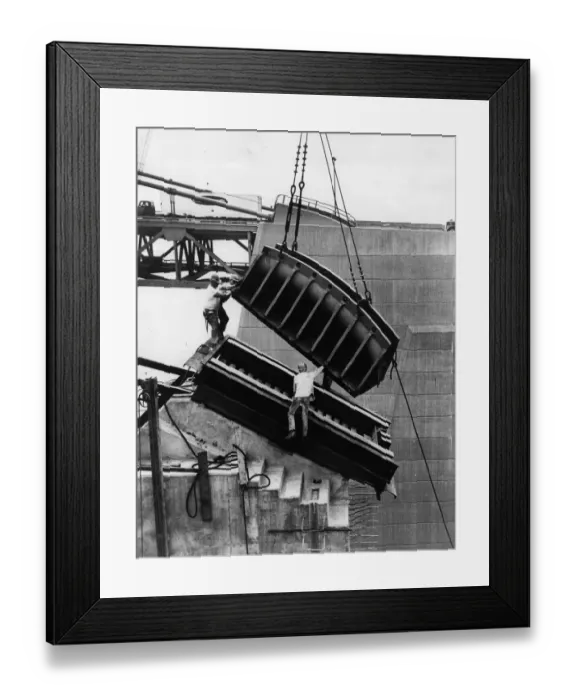 Framed Print : Building Delaware Memorial Suspension Bridge 1940s Framed Print : Building Delaware Memorial Suspension Bridge 1940s