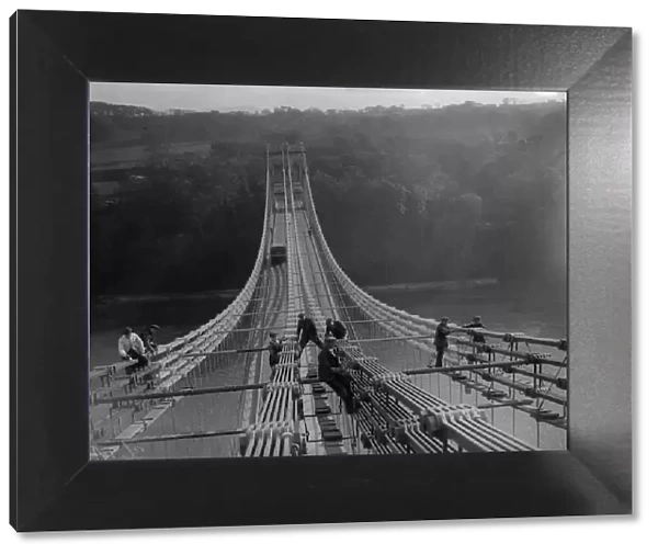 Long Job. Painting the bridge over the Menai straits, Anglesey, north Wales