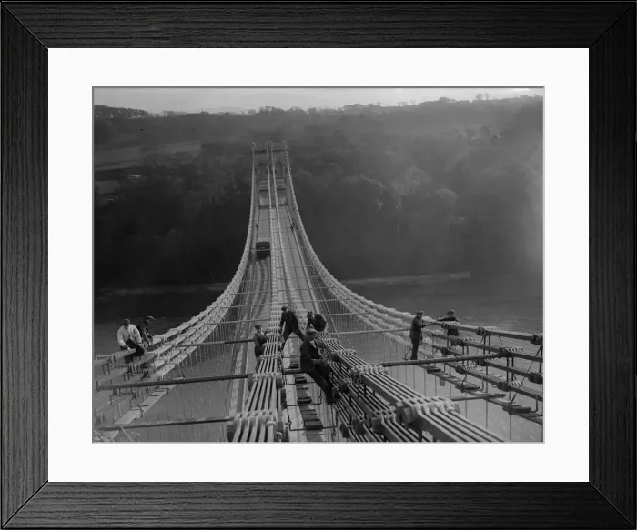 Framed Print : Long Job. Painting the bridge over the Menai straits, Anglesey, north Wales Framed Print : Long Job. Painting the bridge over the Menai straits, Anglesey, north Wales
