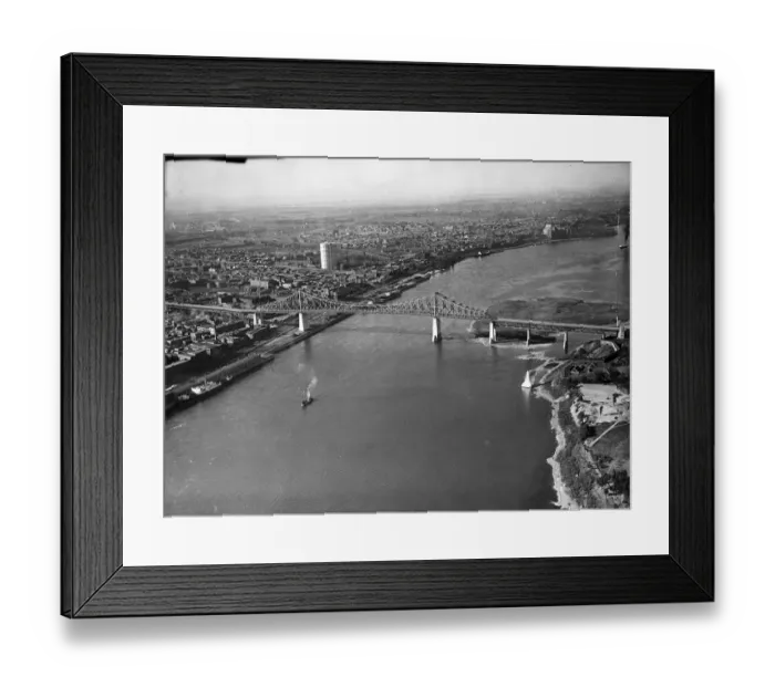 Framed Print : Montreal. October 1941: Looking east down the St Laurence river with the Framed Print : Montreal. October 1941: Looking east down the St Laurence river with the