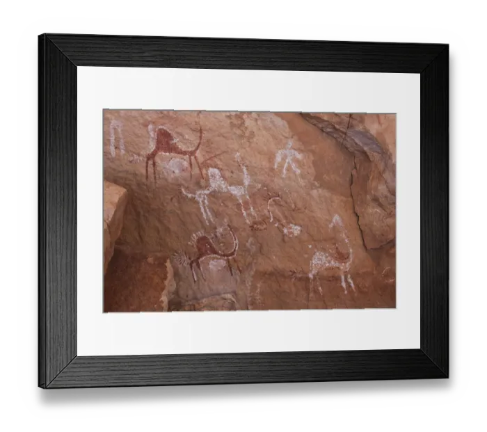 Framed Print : Prehistoric petroglyphs in libian Sahara desert Framed Print : Prehistoric petroglyphs in libian Sahara desert