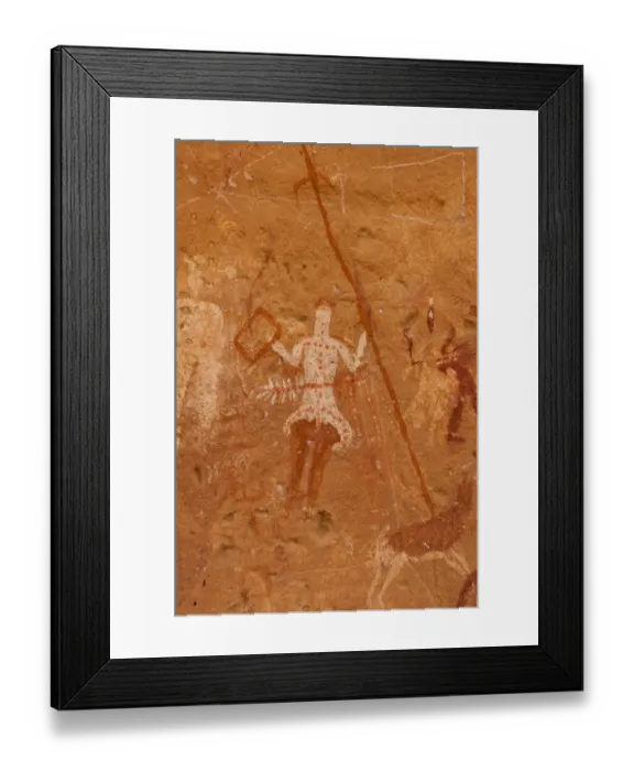 Framed Print : Prehistoric petroglyphs in libian sahara desert Framed Print : Prehistoric petroglyphs in libian sahara desert