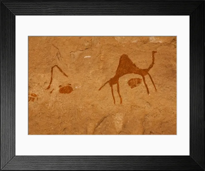 Framed Print : Prehistoric Petroglyphs in libian sahara desert Framed Print : Prehistoric Petroglyphs in libian sahara desert