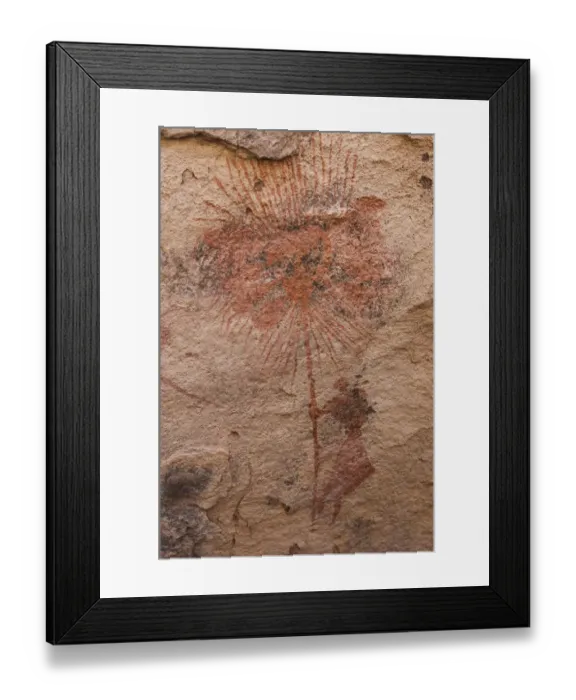 Framed Print : Prehistoric Petroglyphs in libian sahara desert