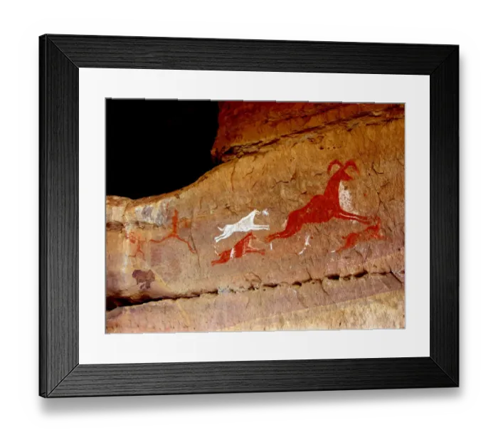 Framed Print : Ancient Sahara Hunting Scene, Libya Framed Print : Ancient Sahara Hunting Scene, Libya