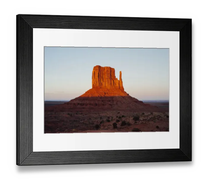 Framed Print : Monument Valley Butte at sunset