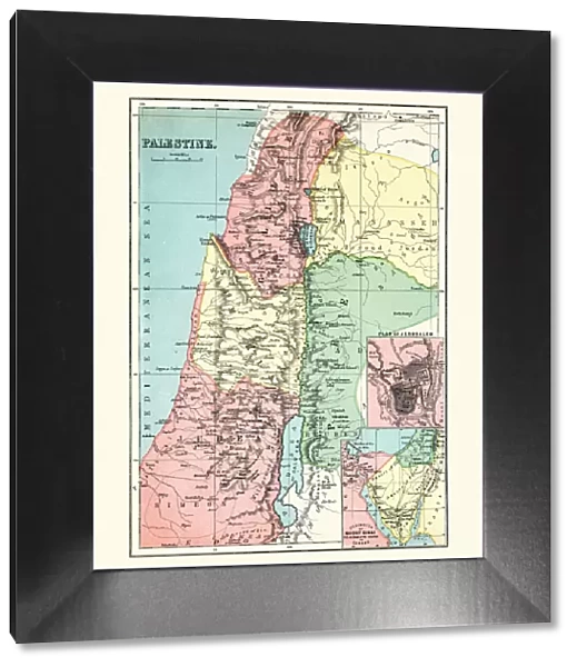 Antique map of Palestine, 1897, late 19th Century
