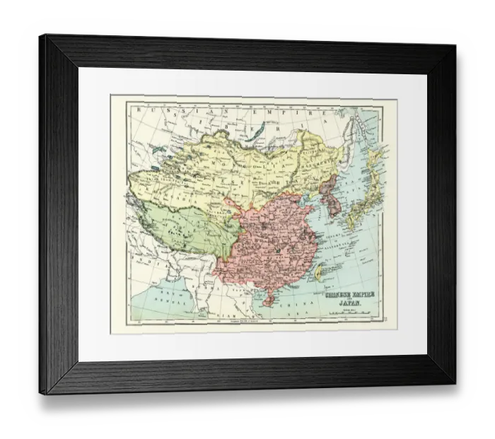 Framed Print : Antique map of Chinese Empire, Japan, 1897, late 19th Century Framed Print : Antique map of Chinese Empire, Japan, 1897, late 19th Century