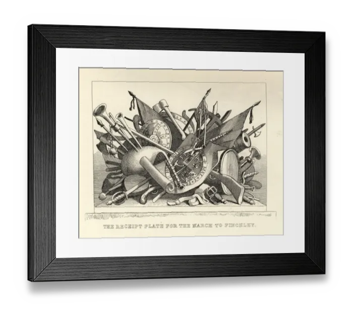 Framed Print : William Hogarths, Receipt plate for the march to finchley Framed Print : William Hogarths, Receipt plate for the march to finchley