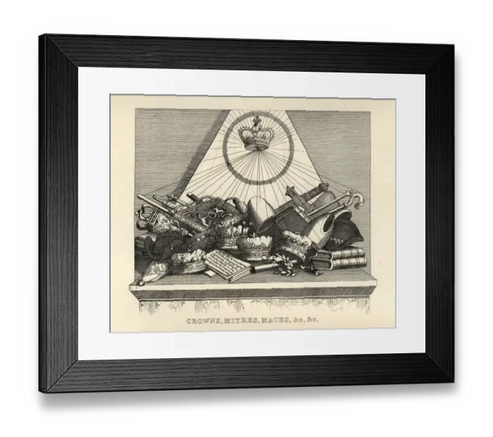 Framed Print : William Hogarths, Crowns, Mitres and Maces, etc Framed Print : William Hogarths, Crowns, Mitres and Maces, etc