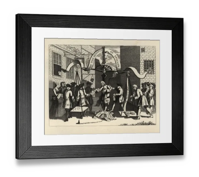 Framed Print : William Hogarths, Benefit Ticket for Spiller