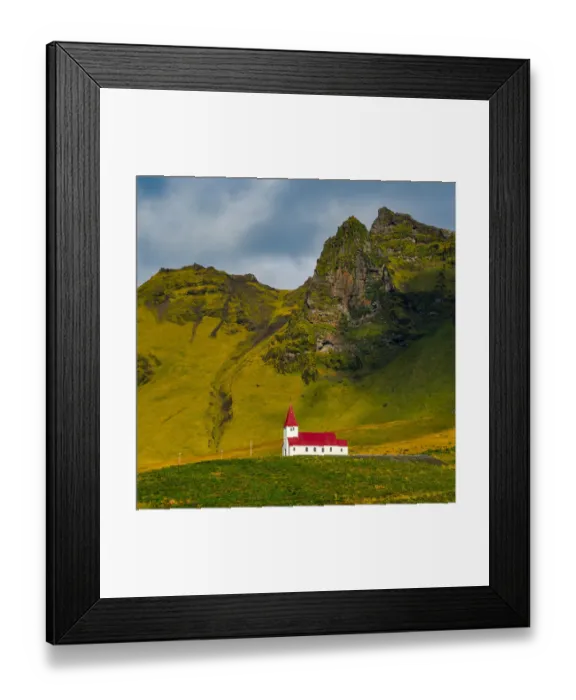 Framed Print : Red and white church of Vik in Southern Iceland Framed Print : Red and white church of Vik in Southern Iceland