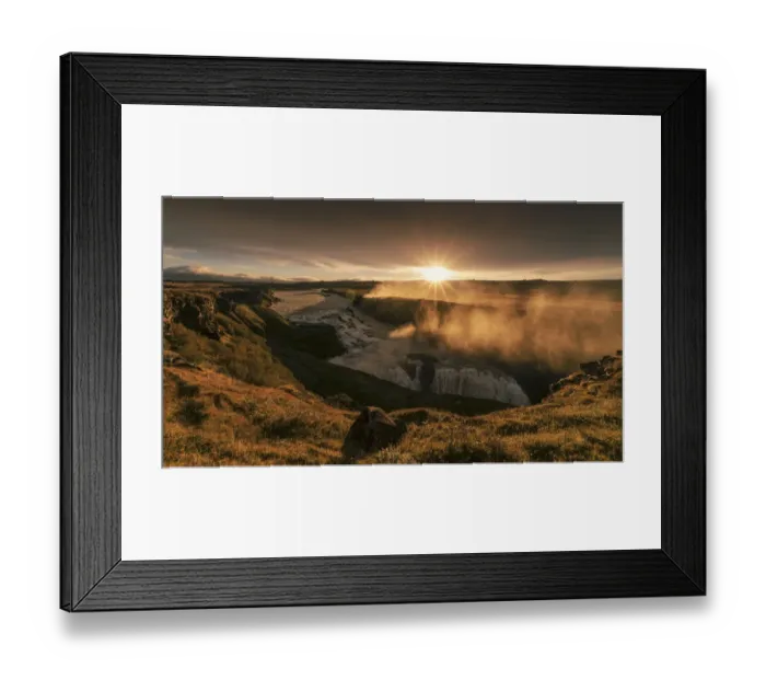 Framed Print : Sunrise at Gullfoss waterfall in Iceland Framed Print : Sunrise at Gullfoss waterfall in Iceland
