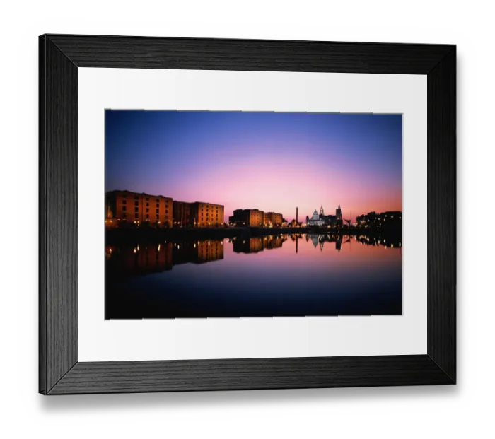 Framed Print : England, Salthouse Dock, Port of Liverpool and Liver Buildings, night Framed Print : England, Salthouse Dock, Port of Liverpool and Liver Buildings, night