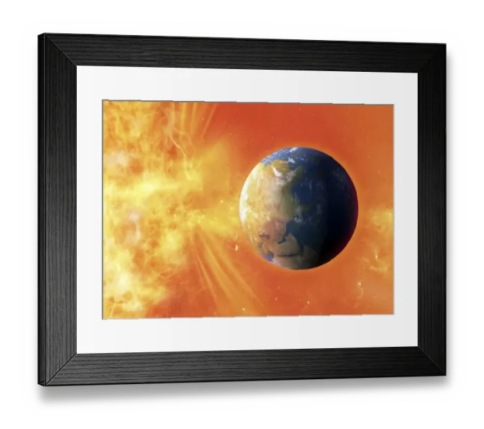 Framed Print : Solar flare hitting Earth, artwork Framed Print : Solar flare hitting Earth, artwork