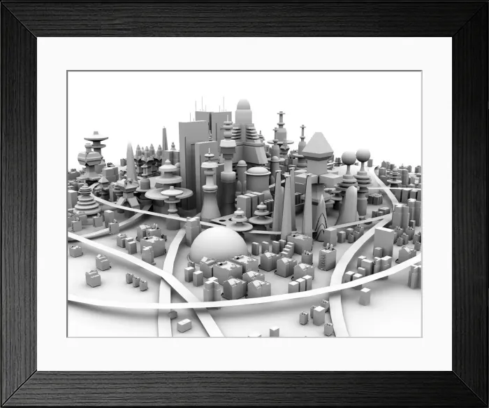 Framed Print : Future city, artwork Framed Print : Future city, artwork