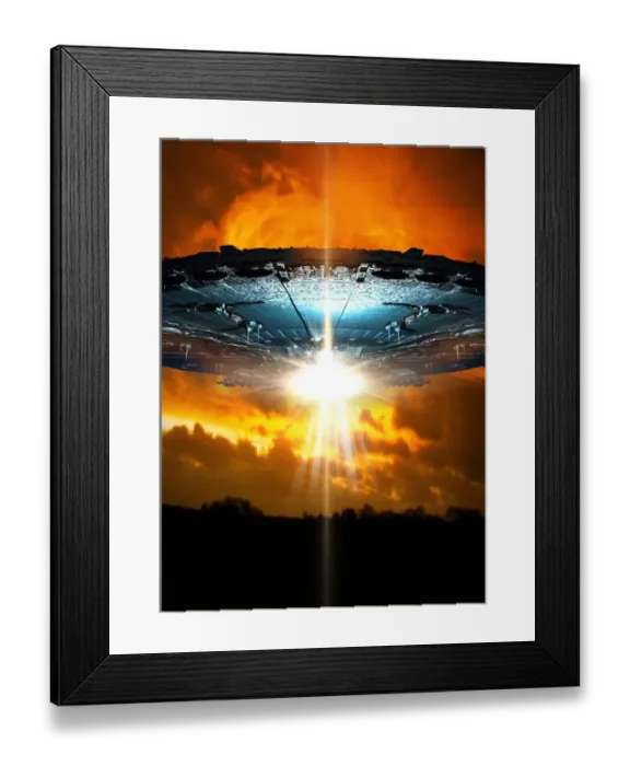 Framed Print : UFO against orange sky Framed Print : UFO against orange sky
