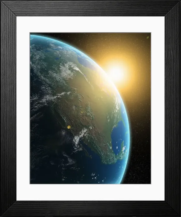 Framed Print : Sunrise over North America, artwork Framed Print : Sunrise over North America, artwork