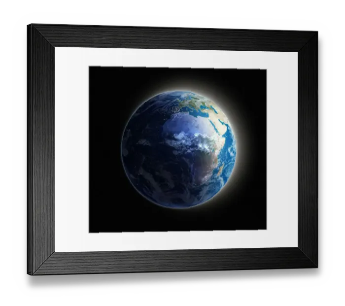 Framed Print : Africa and Europe, night-day artwork Framed Print : Africa and Europe, night-day artwork