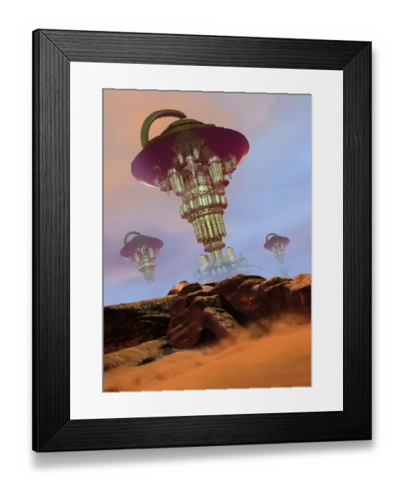 Framed Print : Alien city, illustration Framed Print : Alien city, illustration
