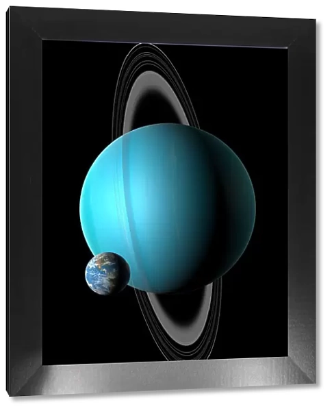 Earth compared to Uranus, illustration