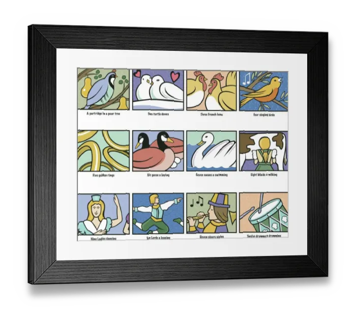 Framed Print : Twelve Days of Christmas Framed Print : Twelve Days of Christmas